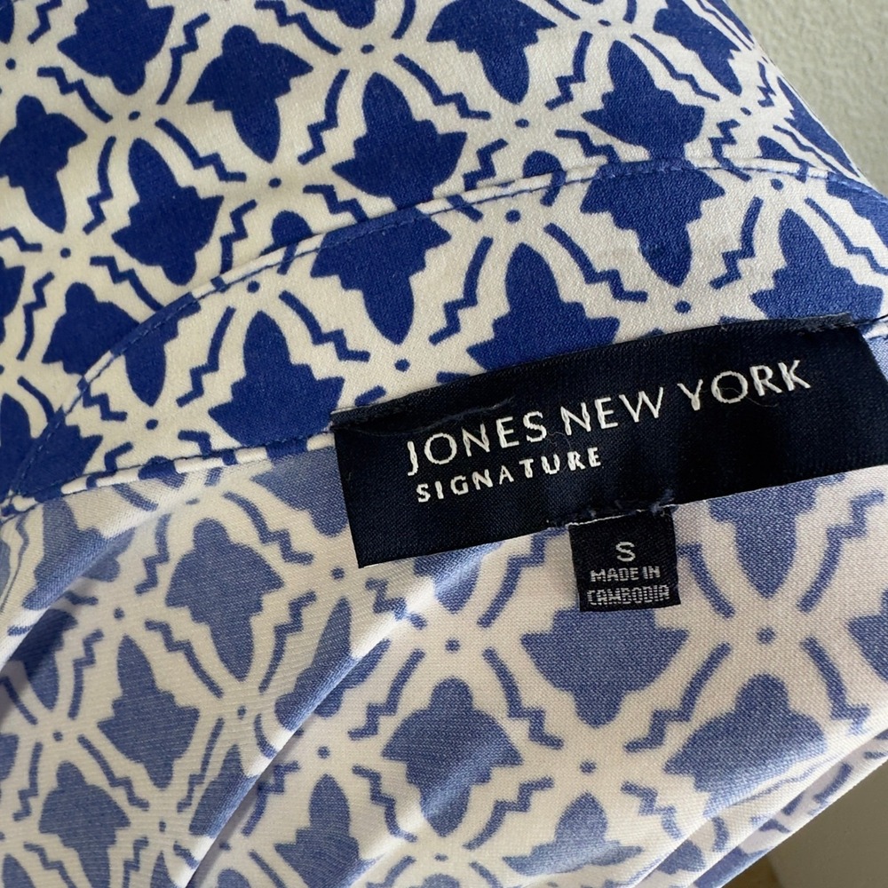Jones New York Signature Dress Women's Small Geometric V-Neck Crossover Stretch - Picture 15 of 15
